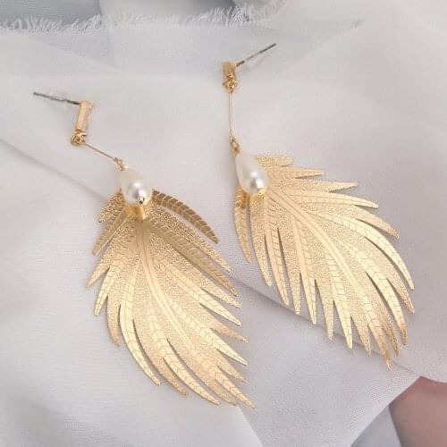 Bohemia Lady Leaf Dangle Earring Creative Mini Bead Drop Earring Fashion Delicate Leave Geometric Earring Banquet Jewelry