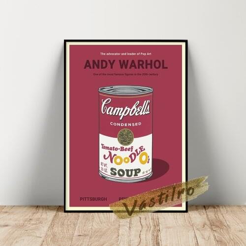 Andrew Warhol Exhibition Poster, CampbellS Soup Cans Wall Decor, Pink White 32 CampbellS Soup Cans Wall Art, Warhol Prints Art