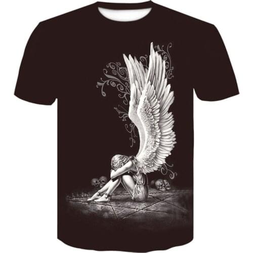 2021 new summer T-shirt black skull series 3D printed T-shirt horror O-neck breathable top Harajuku T-shirt