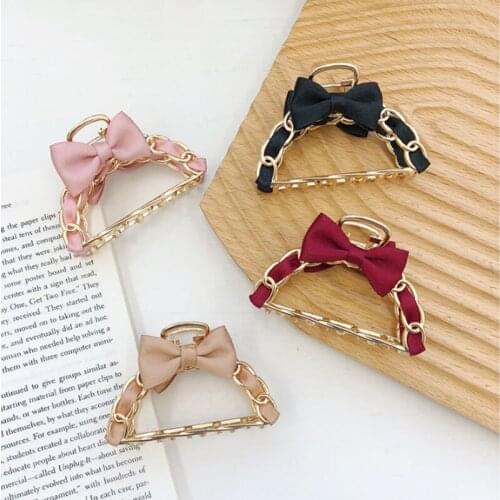 Woman alloy bowknot shark clips fashion hair accessories back head hair catch metal hairpins wild high-end girl silk headwear