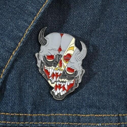 Hannya Masks Hard Enamel Brooches Kabuki Noh Devil Badge Japanese Traditional Culture Jewelry Clothes Dress Backpack Pins