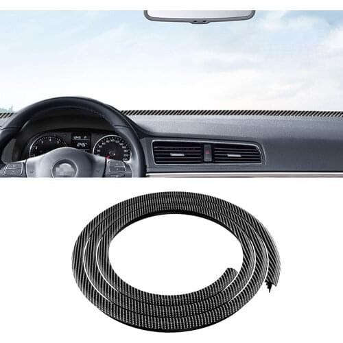 1.6M Carbon Fiber Car Dashboard Edges Sealing Strip Noise Insulation Windshield Gap Rubber Strips Car Universal Interior Acces