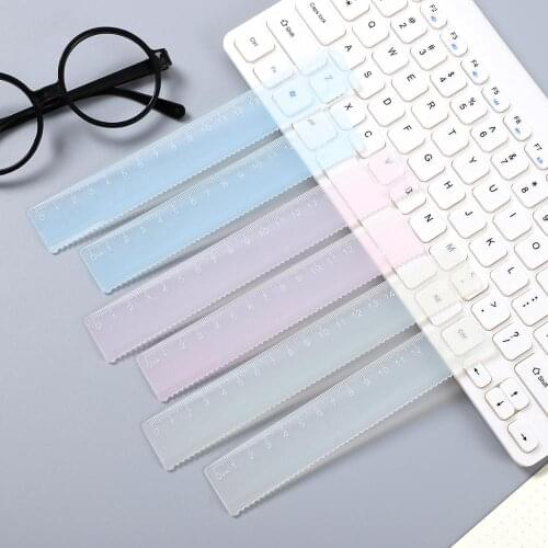 1pc Simple STYLE Candy Color Plastic Ruler Transparent Ruler For Kids Design Ruler School Supplies Kawaii Drawing Supplies