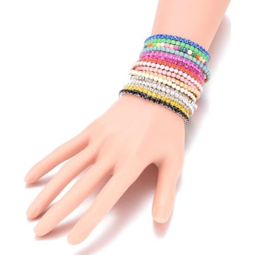 10pcs New Arrivals DIY Combination Colorful Elasticity Rhinestone charm bracelet Fashion bracelet For Woman wholesale