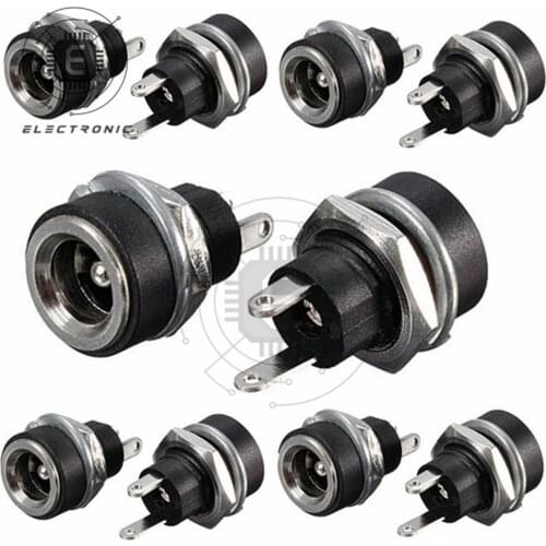 10Pcs DC-022B DC Power Socket Female Panel Mount Connector 2 Legs Terminal Adapter 5.5 x 2.1mm