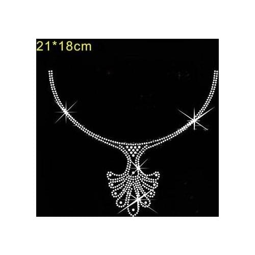 2pc/lot Necklace pendant design hot fix rhinestones motif iron on rhinestones applique patches for dress shirt coat