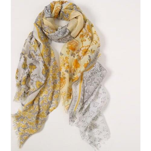 2021 Women Floral Printed Pattern Animal Printed Pattern Frayed Scarf 10pcs/lot