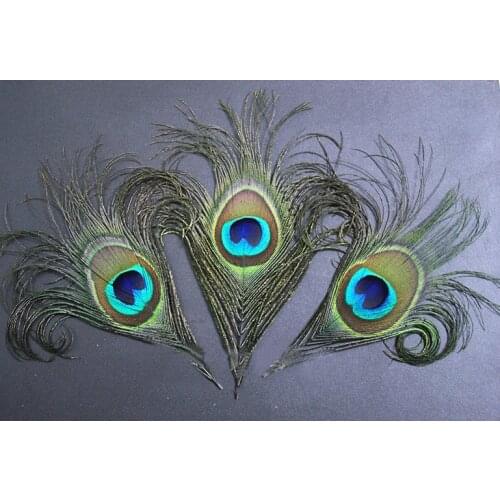 50Pcs/Lot 12cm length Nature Colour CURLY PEACOCK EYE FEATHERS for Jewelry Accessories FREESHIPPING