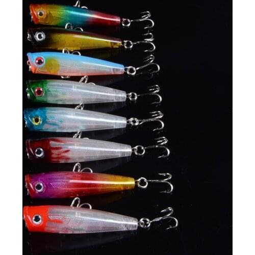 8pcs 6.5cm 6.6g Popper Fishing lures Hard Bionic Painted bait Wobblers Swim Fishing Tackle 8 Colors 6# Hooks 3D eyes