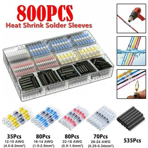800pcs Solder Seal Wire Connectors Waterproof Solder Wire Connectors Heat Shrink Cable Sleeves,Waterproof Electrical Terminal