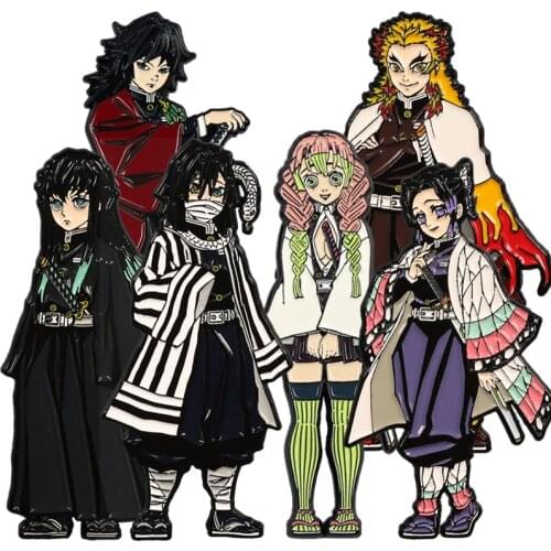 Anime Demon Slayer Metal Badge Toy Brooch Pin Medal Collection Tomioka Giyuu Tokitou Muichirou Rengoku Kyoujurou Kochou Shinobu