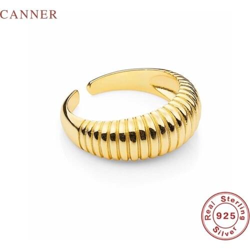 CANNER Small Smooth Face Twist Opening Ring S925 Sterling Silver Luxury Fine Jewelry Rings For Women Anillos Wedding Bijoux