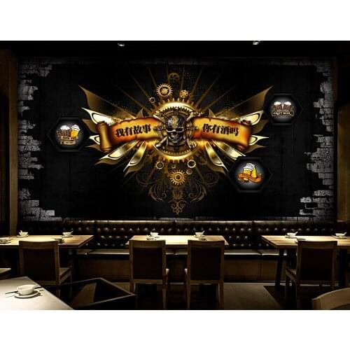 Free Shipping Vintage I Have A Story You Have Wine Beer Bar Wall Custom 3D KTV Decorative Mural Restaurant Creative Wallpaper
