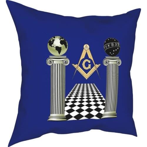 Boaz And Jachin Solomons Temple Square Pillow Case Polyester Decorative Pillow Masonic Mason Freemason Creative Cushion Covers