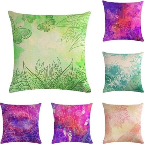 Flower Blossoms Green Leaves Color Plant Floral Art Cushion Cover Decorative Linen Pillow Case Decorative Pillow Covers ZY1224
