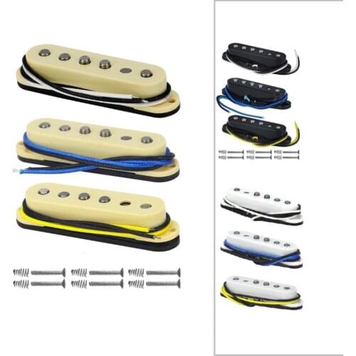FLEOR 3PCS Vintage Alnico 5 Guitar Single Coil Pickup SSS Neck/Middle/Bridge Pickup Set Fiber Bobbin ,White/Black/Yellow choose