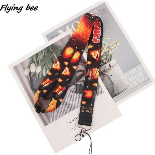 Flyingbee Anime Demon Fireball Personality Lanyards ID Badge Holder ID Card Pass Phone Straps Badge Key Holder Keychain X1656