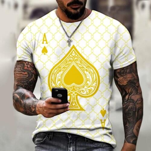 2021 latest Playing cards T-shirt mens summer short-sleeved Harajuku T-shirt mens street hip-hop Skull print unisex T-shirt
