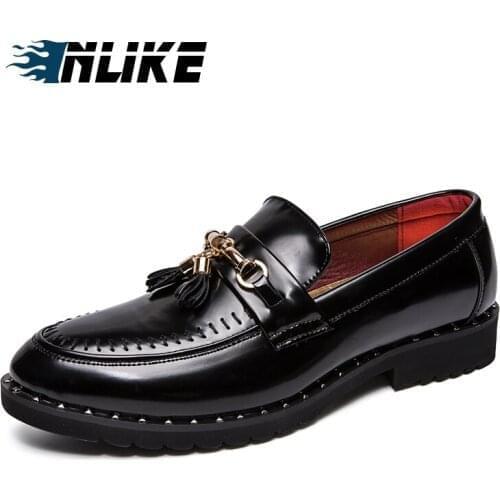 INLIKE Italian Men Loafers Split Leather Comfortable Luxurious Carved Fashion Party And Wedding Mens Dress Shoes