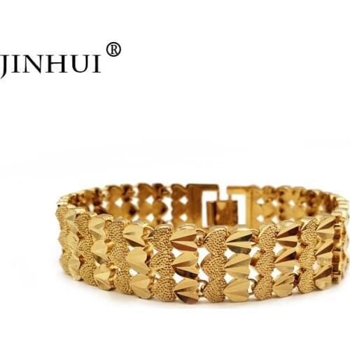 Jin Hui Fashion New African Ethiopia Gold color Men Bracelet Women Party Ornament Luxury Gifts for Friends Dubai Bangle Jewelry