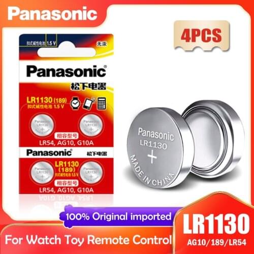 4PCS Panasonic LR1130 LR 1130 1.5V Button Cell Coin 189 AG10 V10GA L1131 SR1130W SR1130 389 LR54 SR54 Watch Alkaline Battery