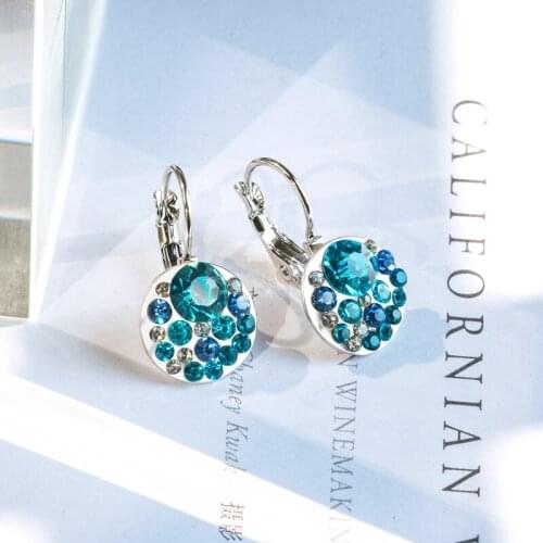 Cubic Zircon Round Hoop Earrings Fashion Jewelry For Women Pink Blue Wedding Party Earrings