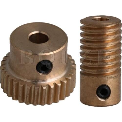 30 Teeth Brass Worm Gear Wheel & 4MM Hole Dia Shaft Set 0.5 Mold 1:30