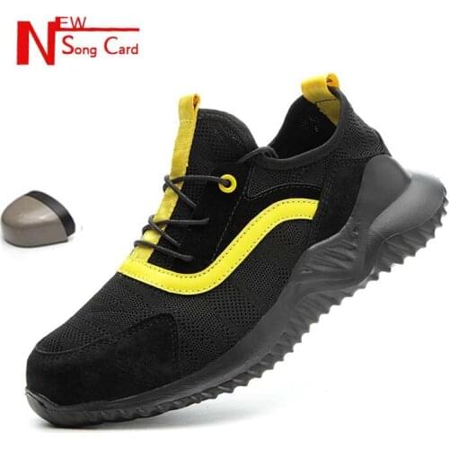2019Mens lightweight and comfortable steel head work safety shoes sports shoes soft bottom shoes anti-puncture anti-skid shoes