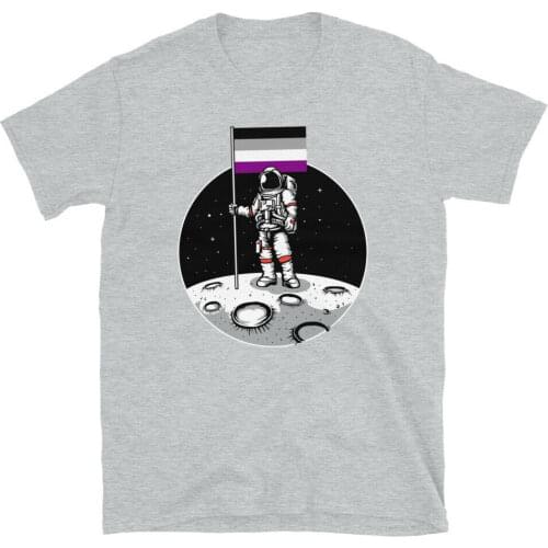 LGBT Gay Pride Asexual Flag Astronaut Moon Landing Short-Sleeve Unisex T-Shirt