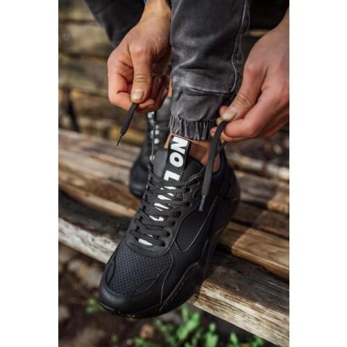 Knack Men Sneakers, Black Color (Black Base), Fashion Shoes, Lace-Up, Summer Season, artificial Leather, Sport Shoe, Lounge 606