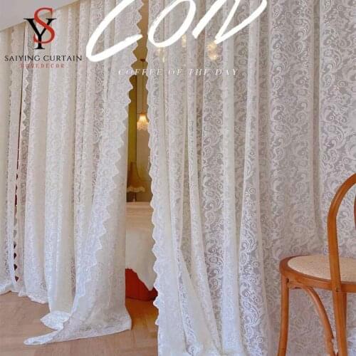 Luxury White Floral Lace Pearl Tulle Window Curtains For Living Room Embroidery Sheer Voile Curtain for Bedroom Wedding Decor