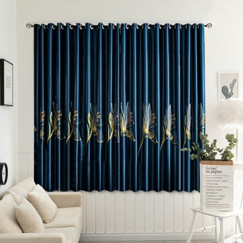 Luxury Finished Curtain Custom For Bedroom Living Room Window Full Blackout Curtain Cloth Embroidered Curtains