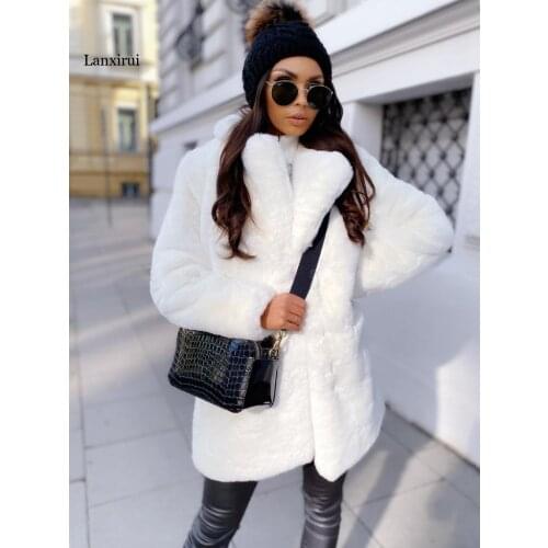 Rose Red New Fake Fur Teddy Coat For Women Winter Solid Female Overcoat Ladies Streetwear Elegant Warm Parka For Girls