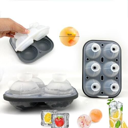 Stackable Silicone Ice Tray With Lid Freezer Easy-to-dissolve Ball Ice Cube Mold 6 Large Ice Hockey Machine Frozen Bar Ice Tray