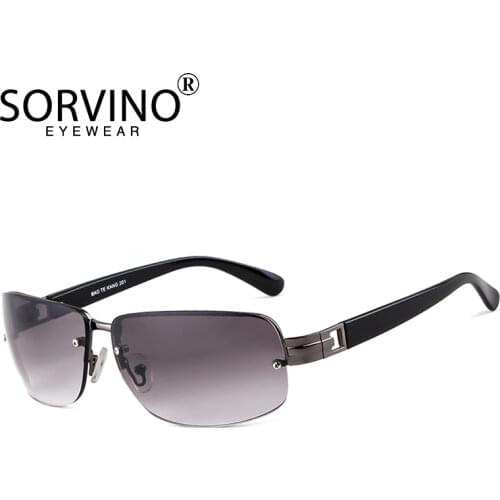 SORVINO Luxury Rimless Rectangle Sunglasses 2020 Men Designer 90s Flat Top Crystal Green Brown Tint Rave Sun Glasses Shades SP62