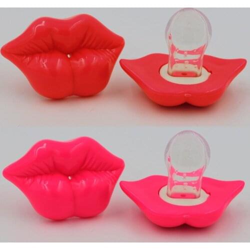 Baby Pacifier Food Grade Silicone Baby Lip Pacifier Kiss Pink Rose Red Lip Shape Teeth Soothers Funny Baby Pacifiers
