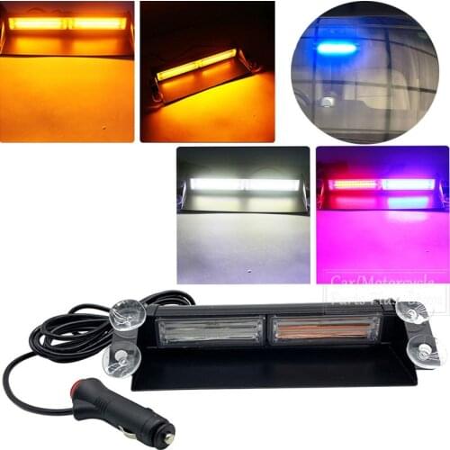 12V-24V Car Auto Truck Light LED Windscreen Windshield Warning Light Police Strobe Light Emergency Suction Cup Warning Light