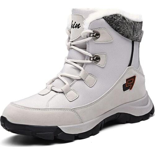 Unisex Snow Boots Warm Plush Womens Winter Boots 47 Men Ankle Boots Lover Couple Outdoor Hiking Boots Plus Size Trekking Shoes