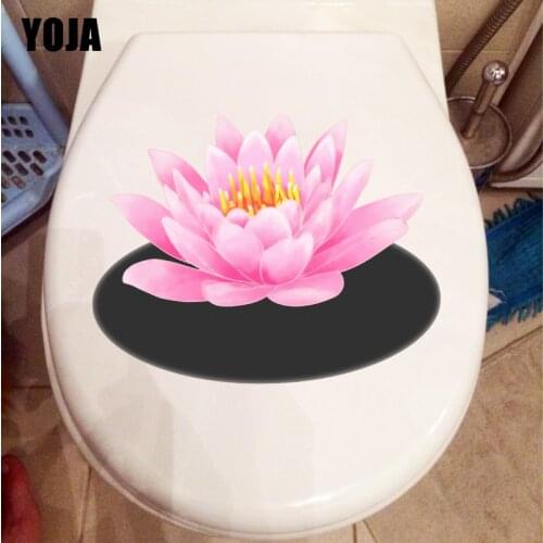 YOJA 22.8X17.6CM Exquisite Hand-Painted Lotus Classical Art Bedroom Wall Decor Toilet Sear Stickers T1-1470