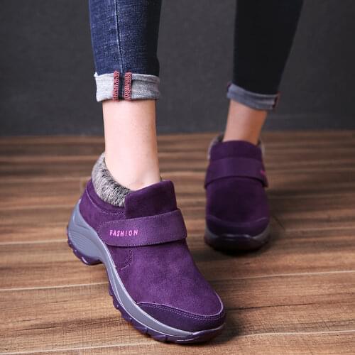 Height Increasing Women Shoes Purple Fashion Platform Sneakers Fur Warm Sapato Feminino Sport Footwear Run Winter Ladies Shoes