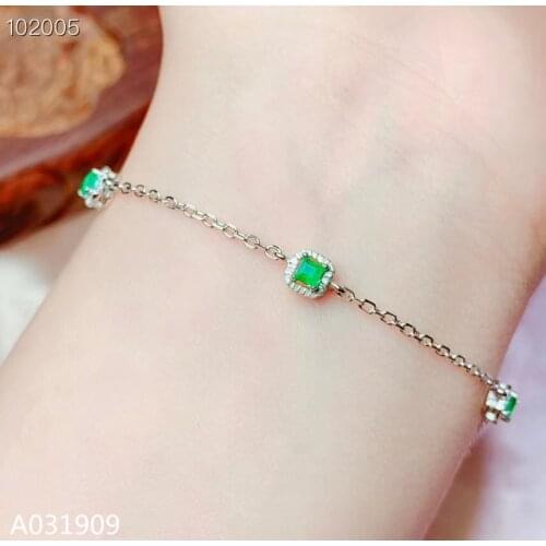 KJJEAXCMY boutique jewelry 925 sterling silver inlaid Natural emerald gemstone ladies bracelet support detection exquisite