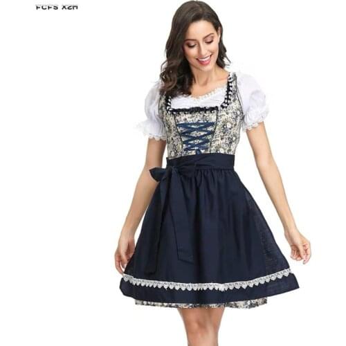 Women Halloween Waitress Maid Costume Female Summer Skirt Oktoberfest Beer Girl Cosplay Carnival Purim Nightclub Bar Party Dress