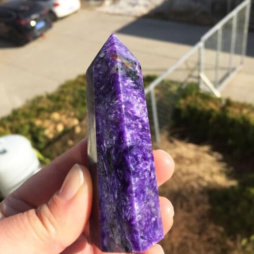 1PCS Natural Polished Charoite Points Obelisk Crystal Wand Healing Purple Crystal Tower