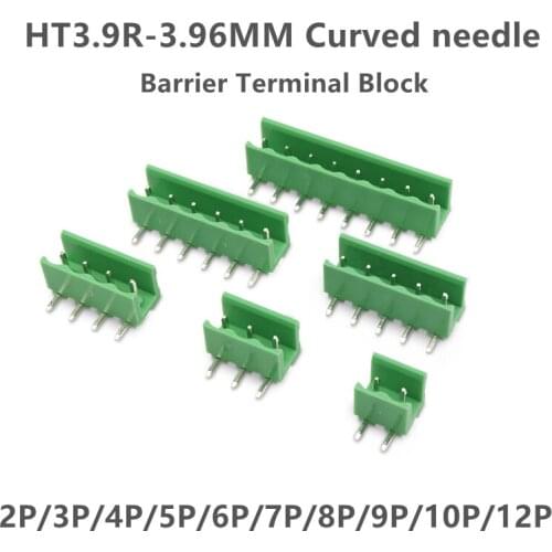 1pcs 10pcs 20pcs / lot HT396K-3.96 Curved needle Barrier Terminal Block 300V 15A HT 3.96mm 2P 3P 4P 5P~12P Green plug connector