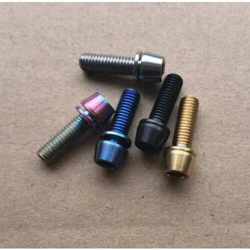 1pc M5*16 Bicycle Titanium Head Bolt Taper With Washer Mountain Bike Screws