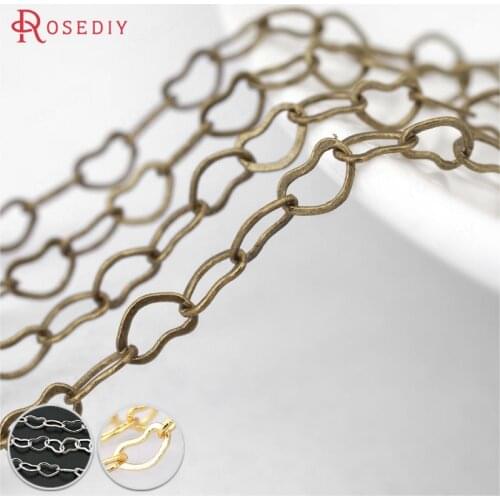 27311)2 meters width 3MM Antique Bronze Plated Copper Heart Link Chains Necklace Chains Diy Jewelry Findings Accessories