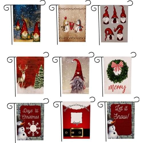 Garden Welcome Flags And Banners Christmas Old Man Series Flax Banner Party Banner Flags Double-sided Garden Banner Party