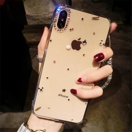 Diamond Rhinestone Transparent Case On For iPhone 12 Pro Max X XR XS 11 Pro Max 7 8 Plus SE2 Case Glitter Crystal Strap Soft TPU
