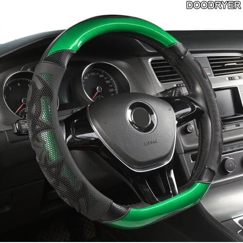 DOODRYER Carbon Fiber Leather Car Steering Wheel Cover For Fiat 500 500X Ducato Grande Punto Tipo Panda Freemont Bravo Stilo