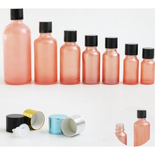 Travel Empty Paint Pink Cosmetic Essential Oil Bottle With Aluminium Cap 1/3oz 1oz 50ml 100ml 200pcs